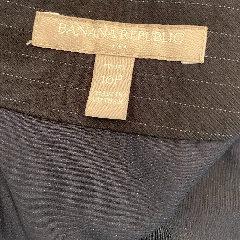 Banana Republic - 90s, Pinstriped, Back Split, Black, Blue, Skirt - Size 10 - Picture 5 of 7